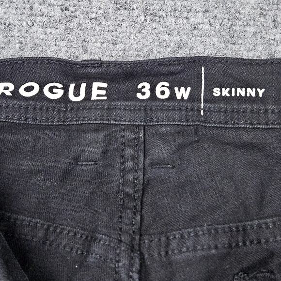 Rogue Jeans Size 36x34 Skinny Black Denim Orange Stripe Side Reflection Street - Picture 4 of 10